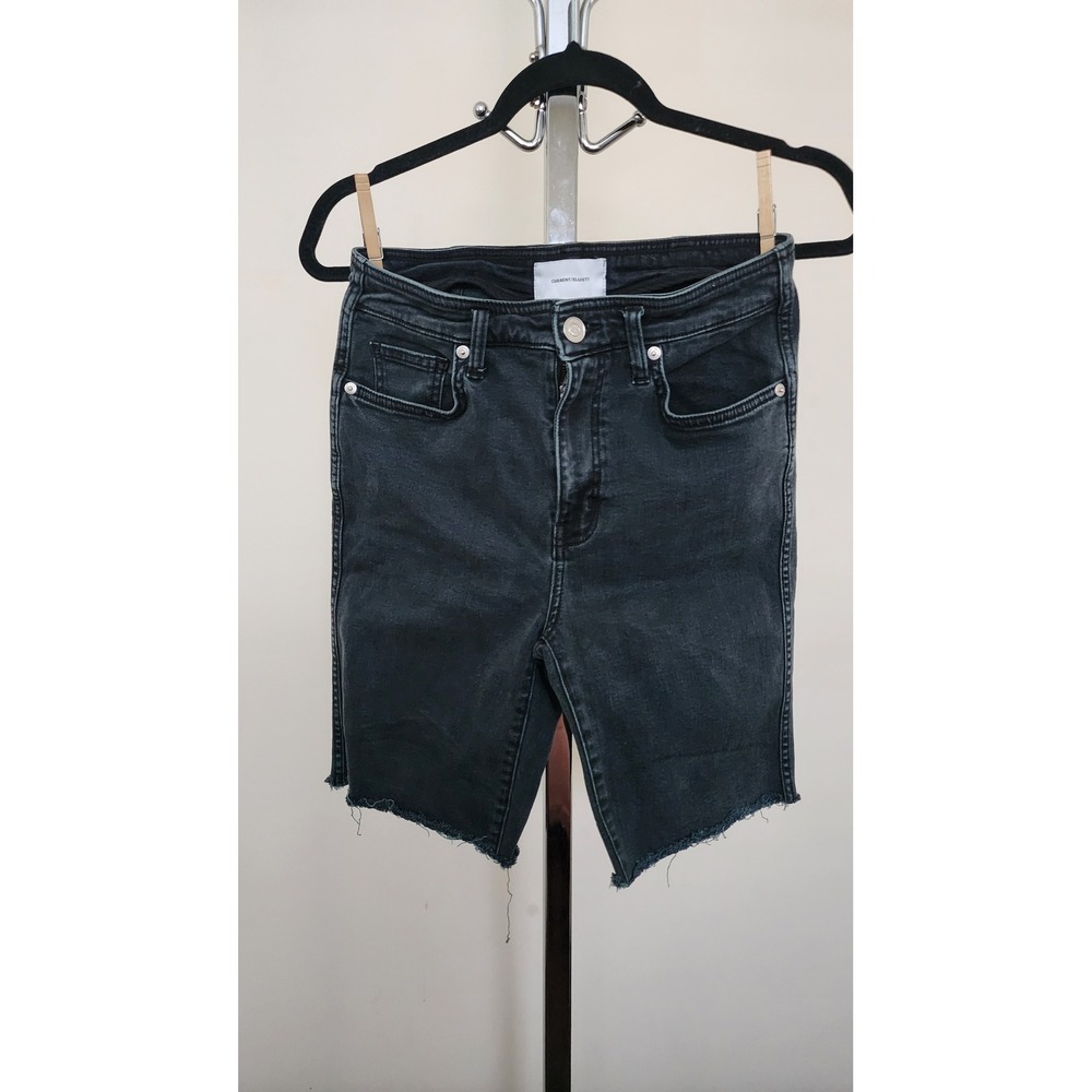Current/Elliott Black Raw Hem High Waisted Faded Black Denim Cutoff Shorts Sz 28